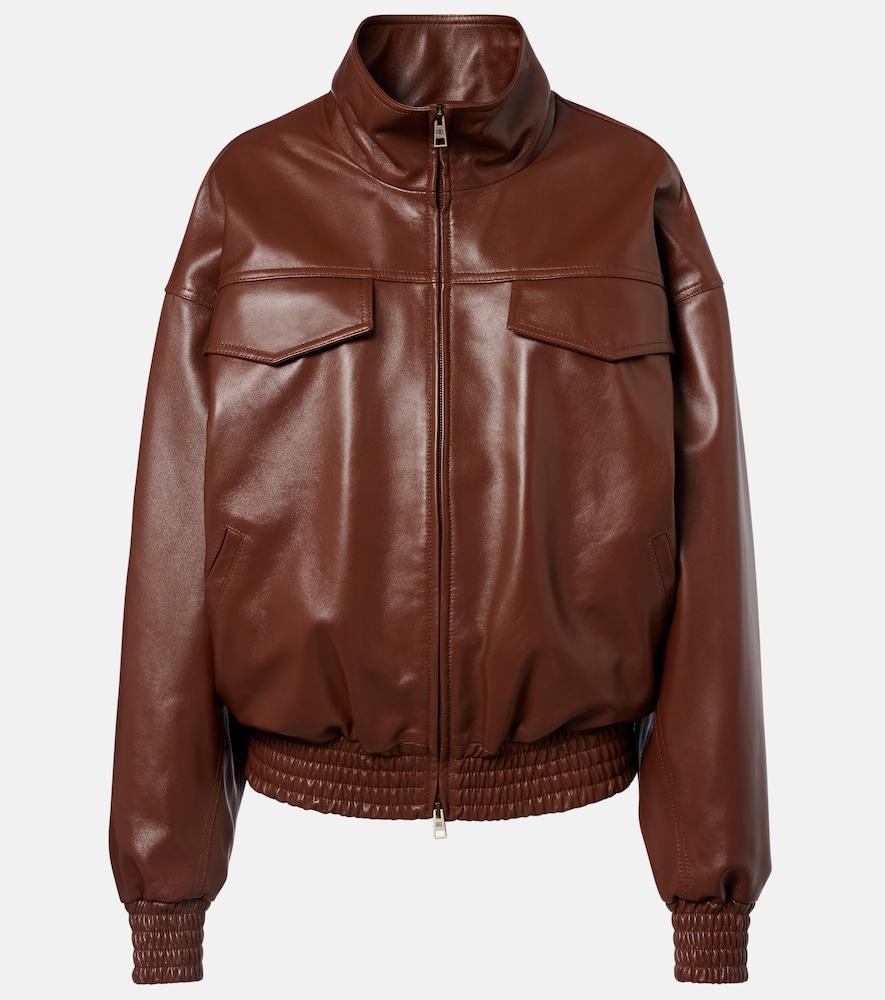 balenciaga cropped oversized leather jacket