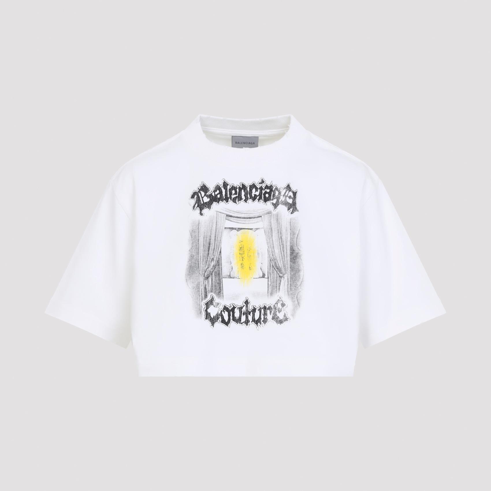 balenciaga cropped t-shirt white cotton tshirt - women