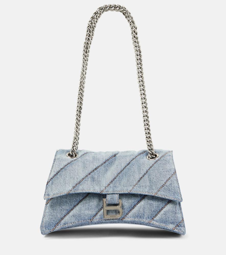 balenciaga crush medium denim shoulder bag