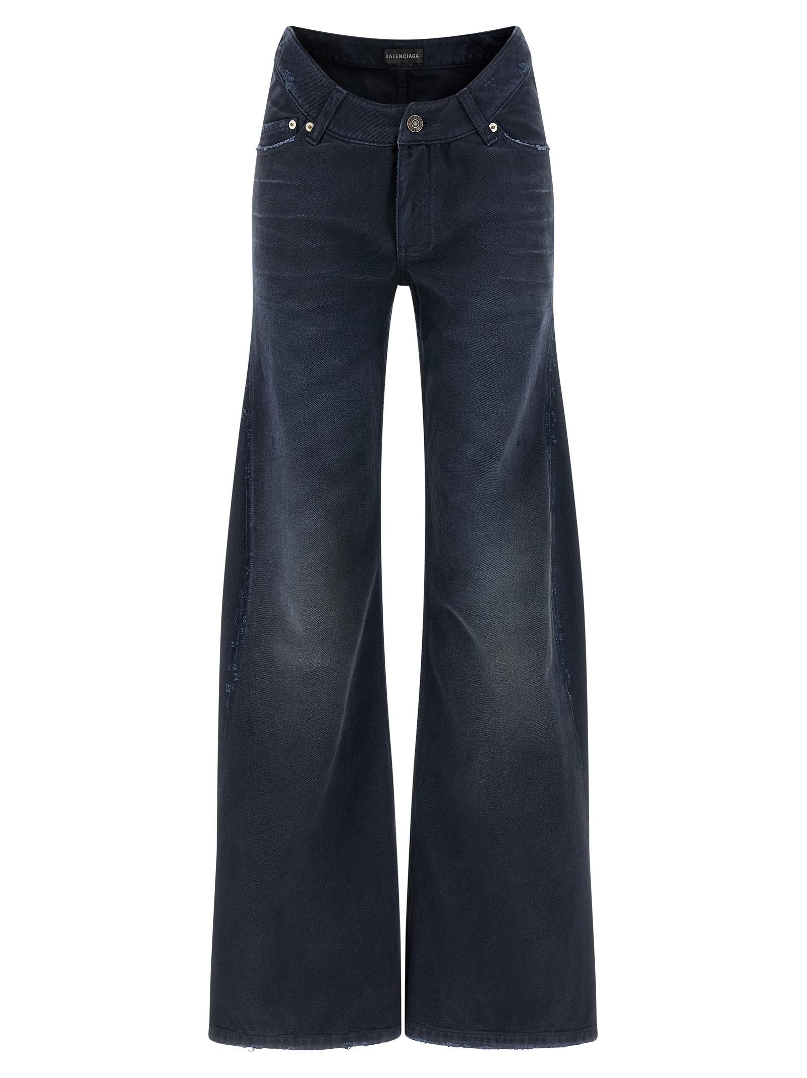 balenciaga curved waist jeans blue cotton - women