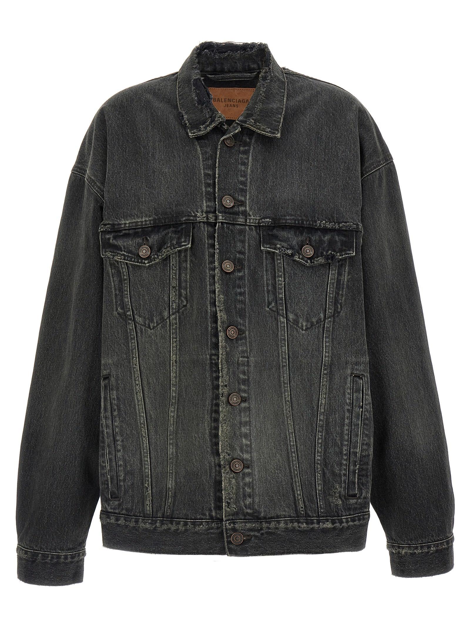 balenciaga denim jacket with used effect