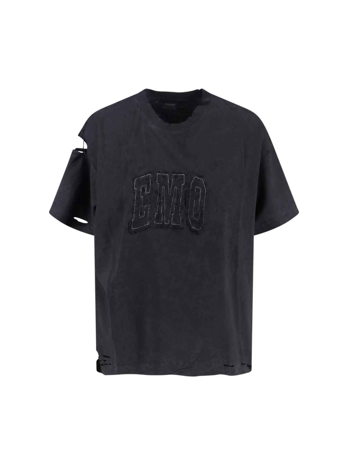 balenciaga destroyed logo t-shirt