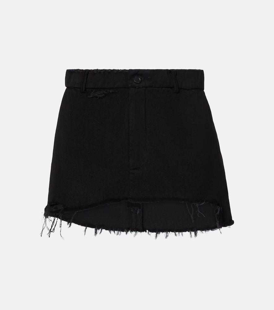balenciaga distressed denim miniskirt
