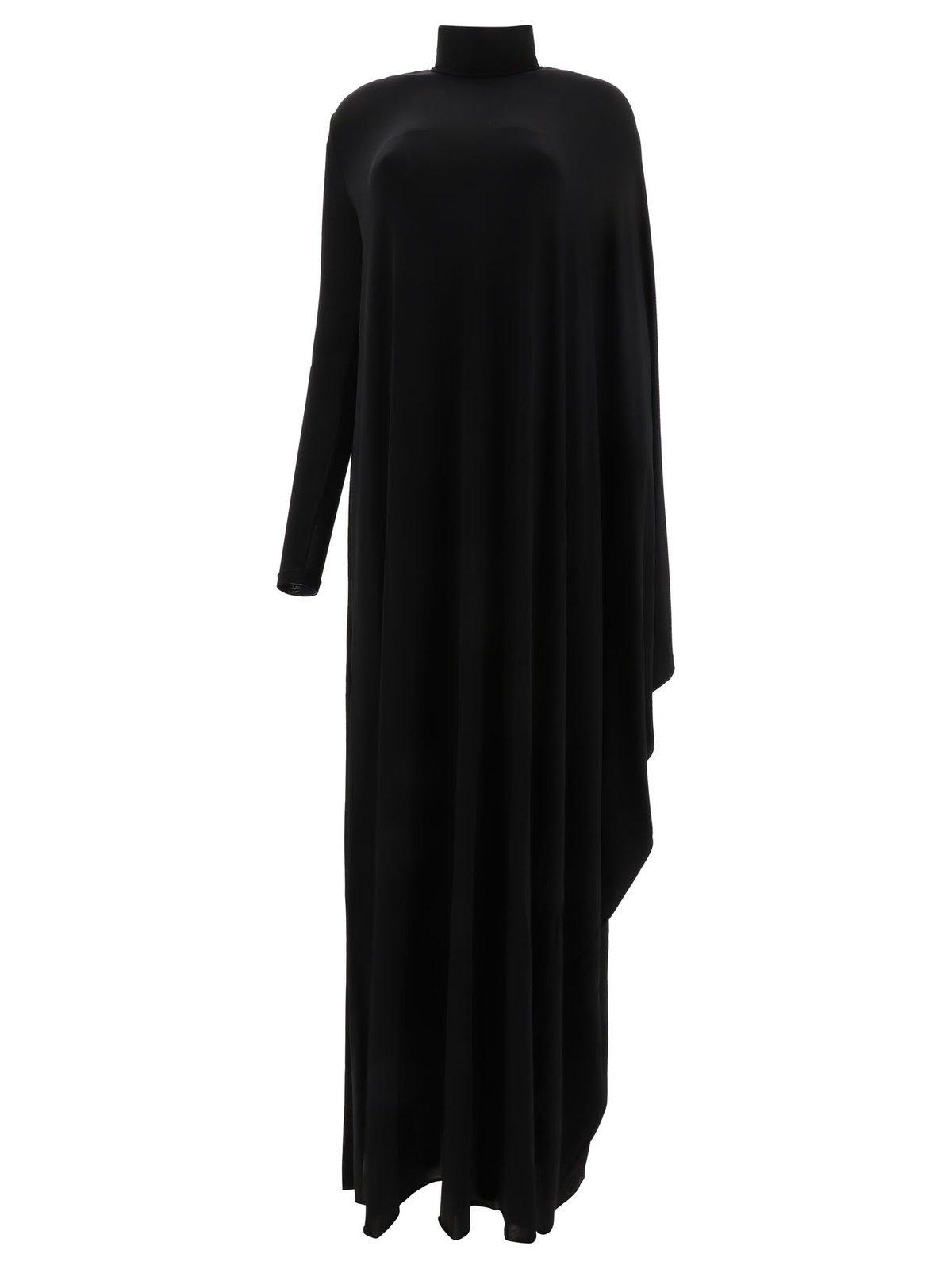 balenciaga drape panel asymmetric long dress