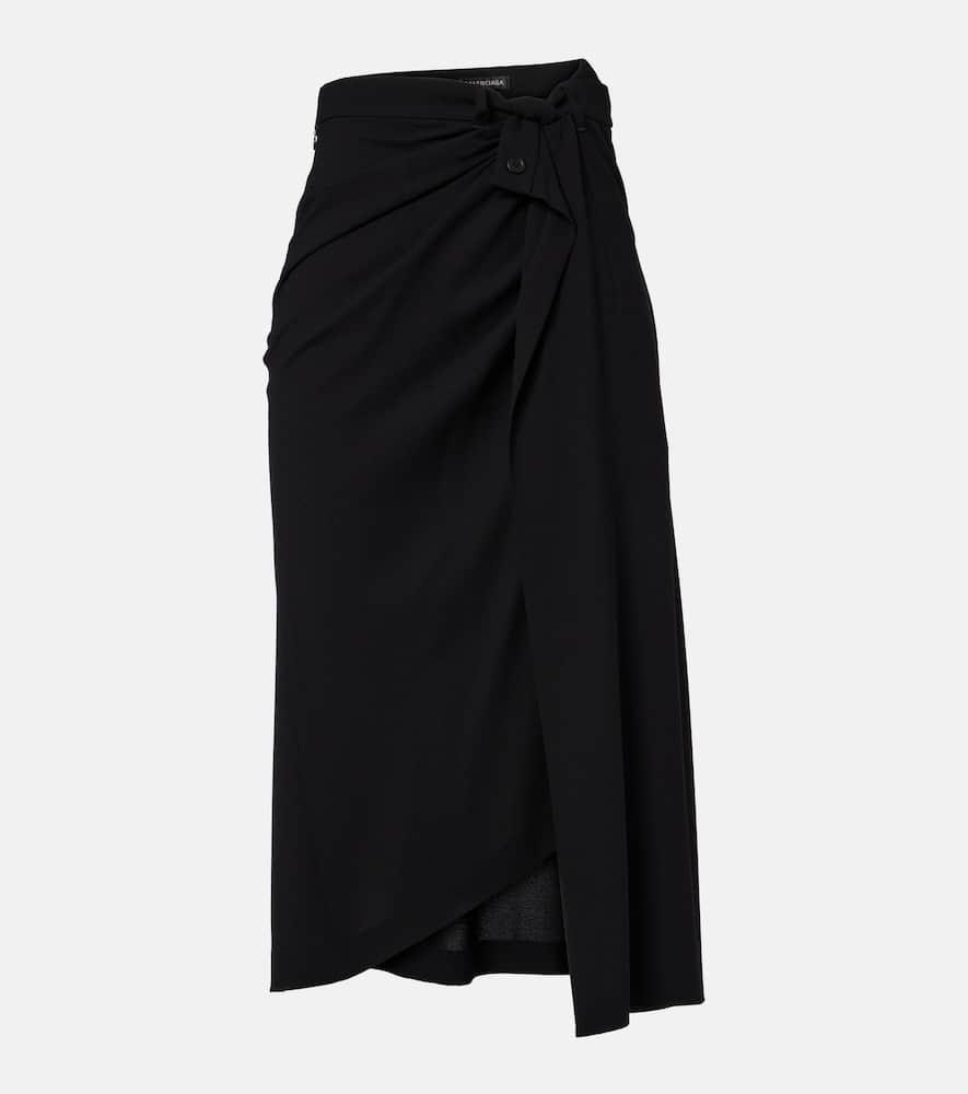 balenciaga draped gathered crêpe midi skirt