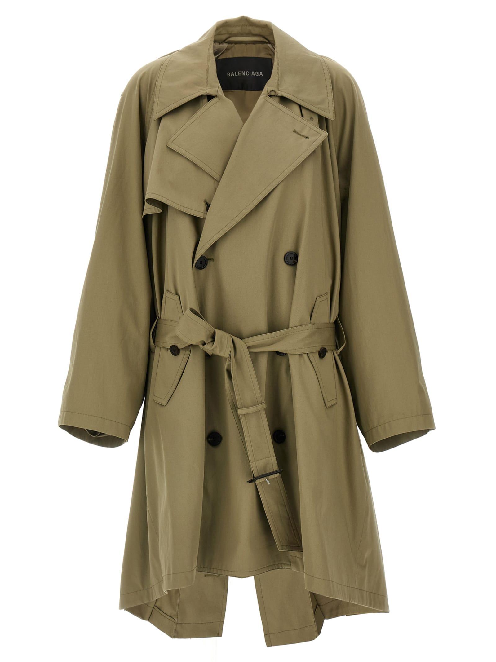 balenciaga draped neck trench coat