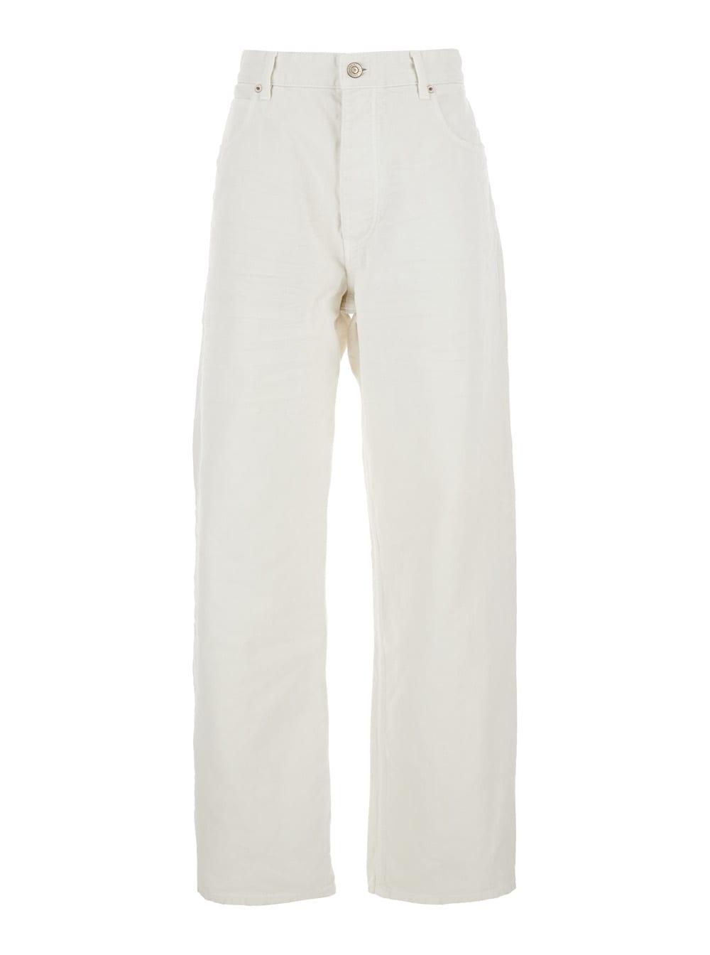 balenciaga five pocket jeans with ripped hem