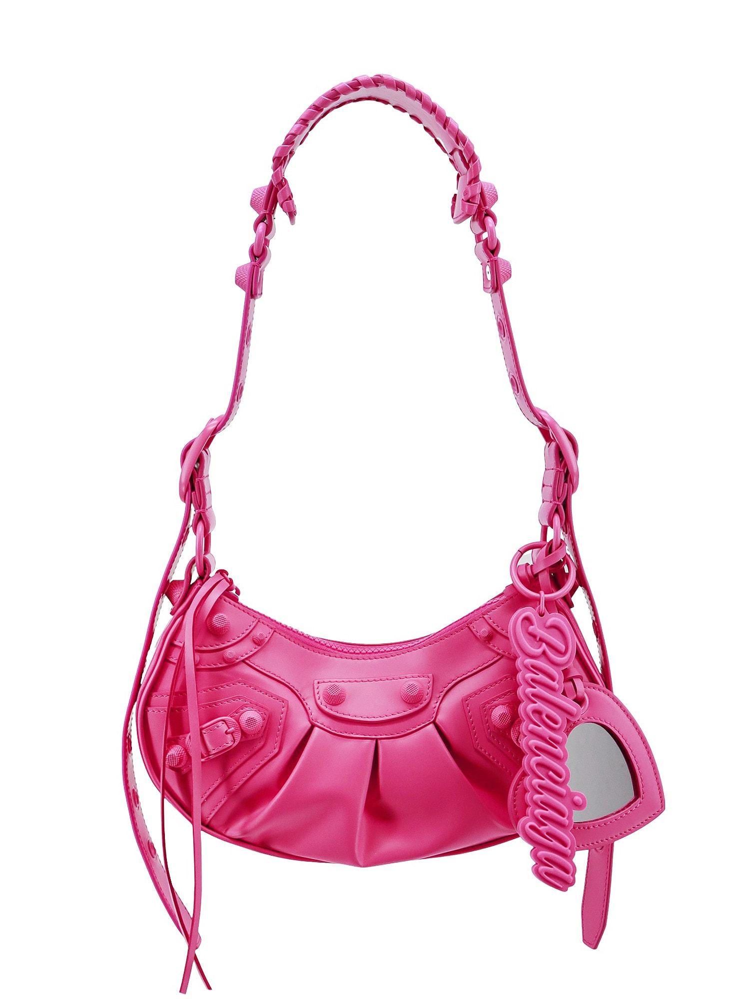 balenciaga fuchsia leather le cagole xs shoulder bag