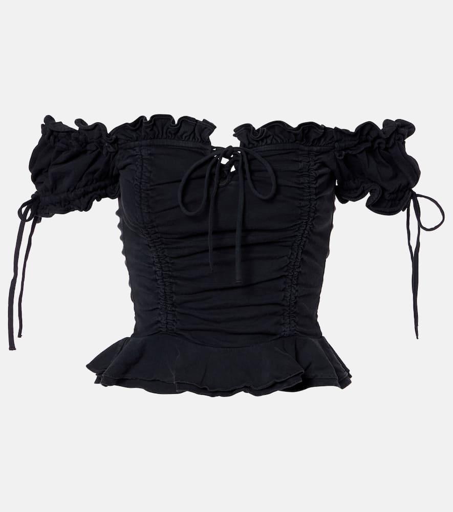 balenciaga gathered cotton crop top