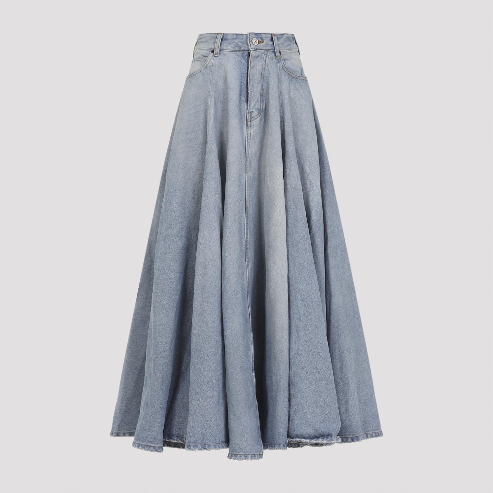 balenciaga godet long skirt blue cotton - women