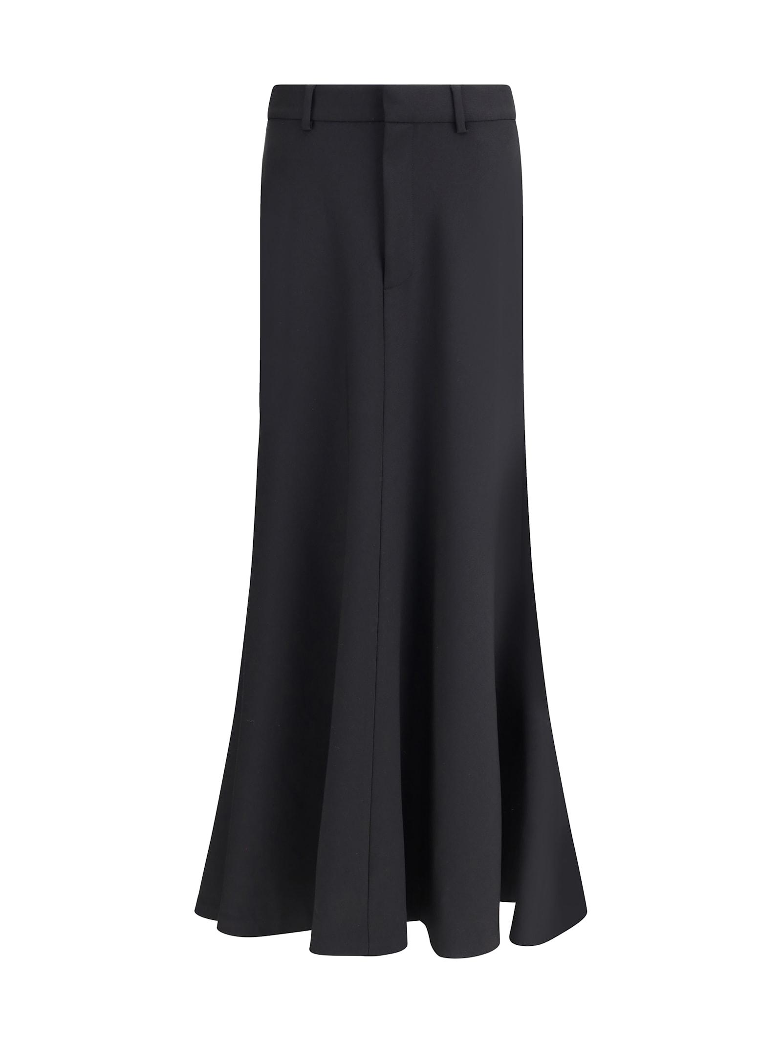 balenciaga godet maxi skirt in virgin wool
