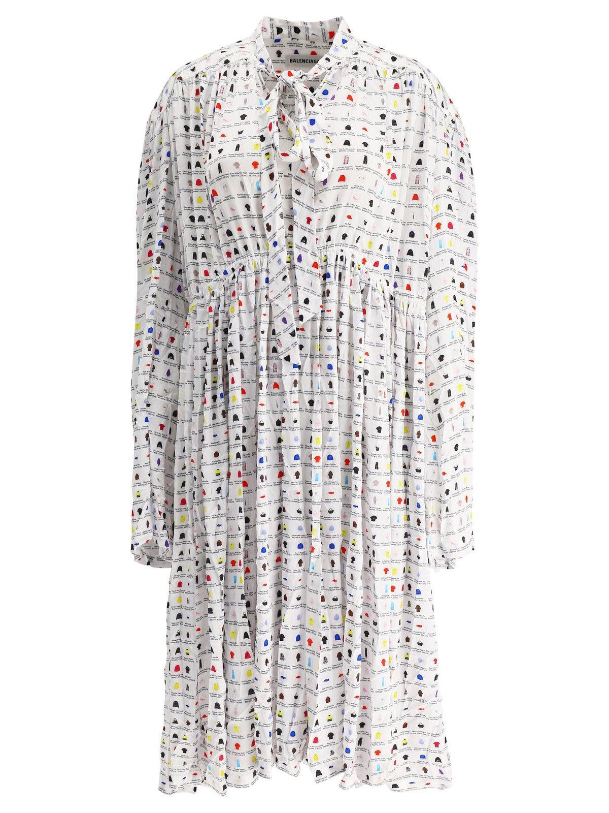 balenciaga graphic printed oversized midi dress
