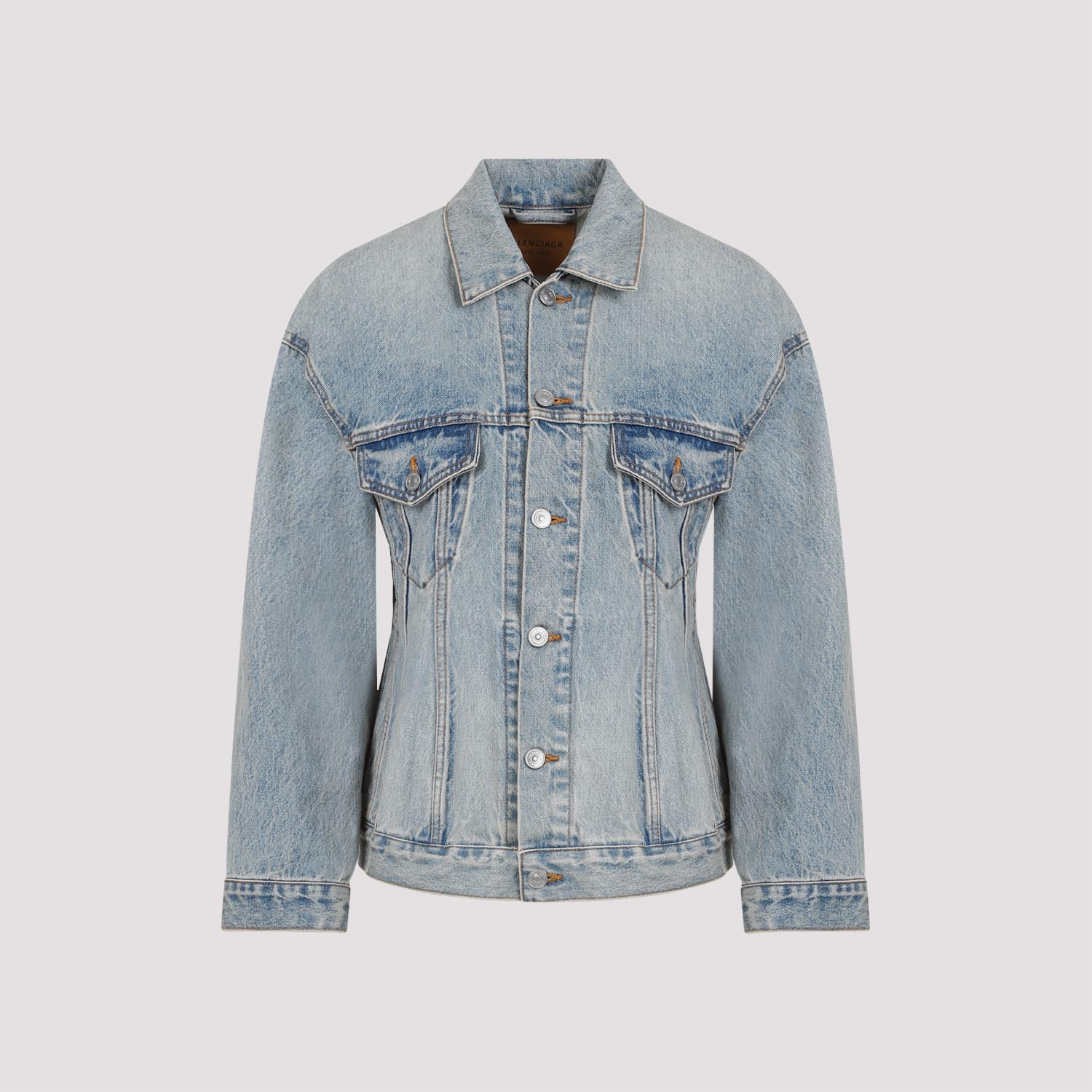 balenciaga hourglass jacket blue cotton - women