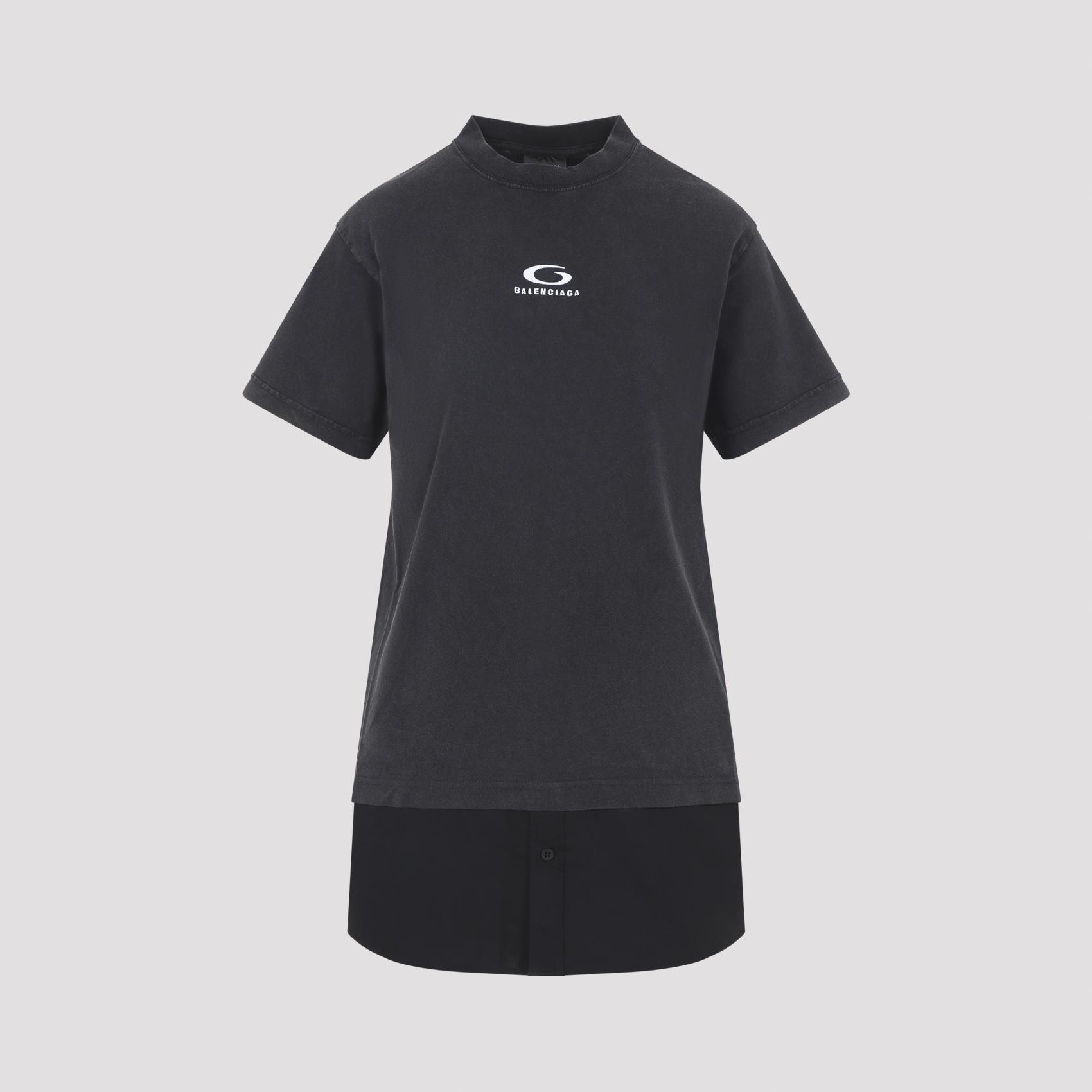 balenciaga hybrid mini dress black cotton - women