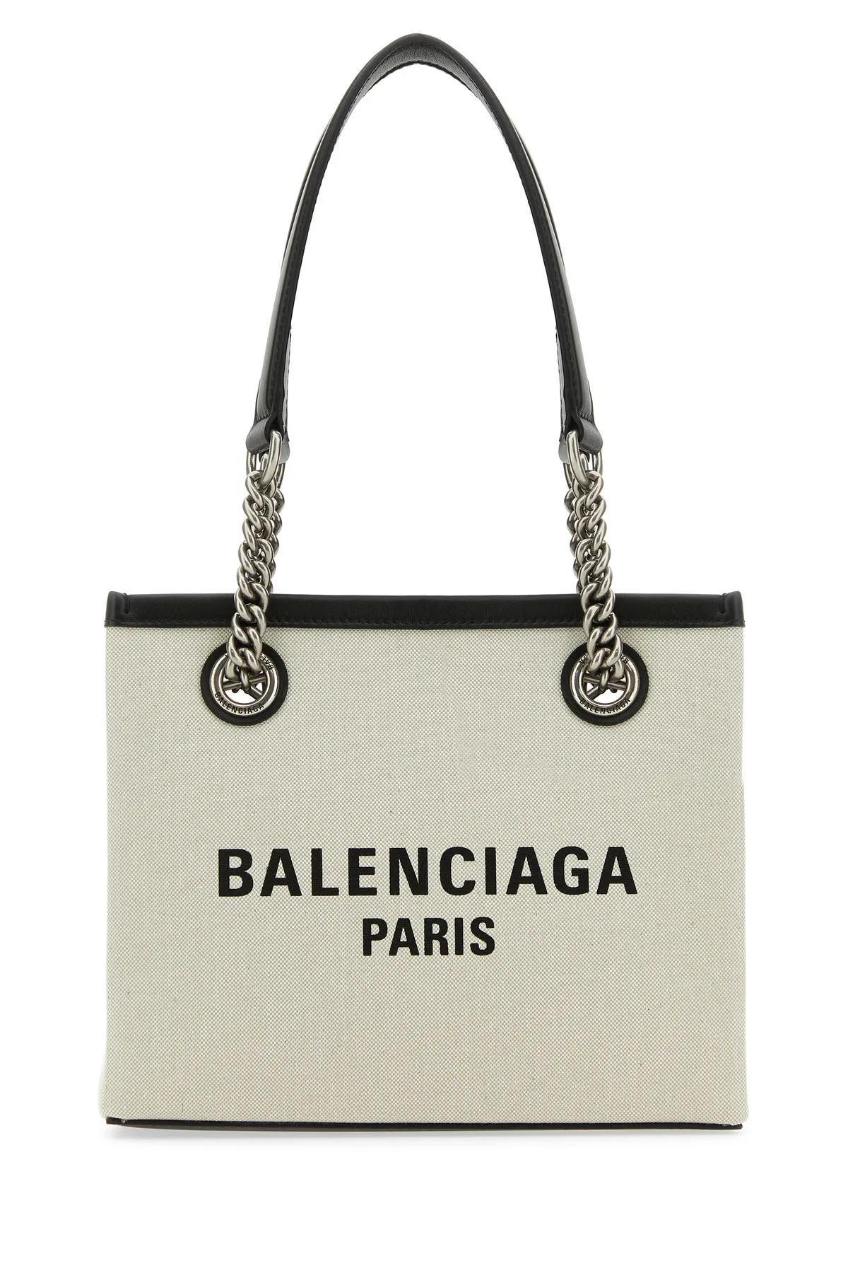 balenciaga ivory canvas s duty free shopping bag