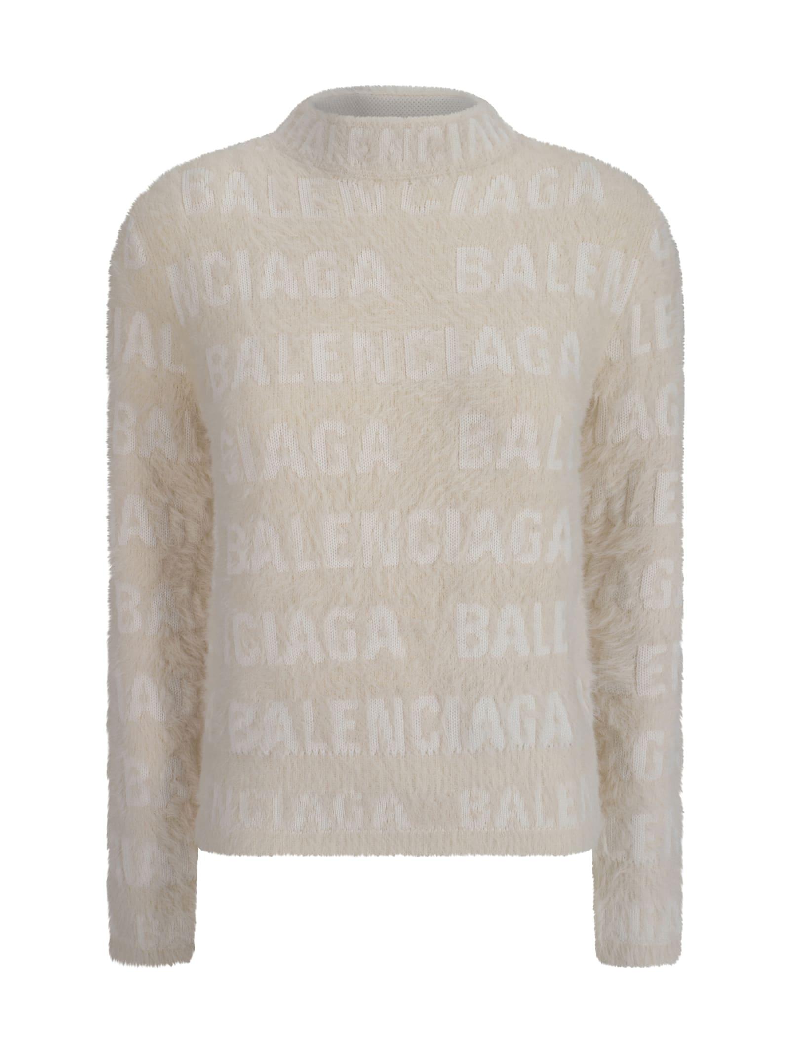 balenciaga jacquard logo sweater