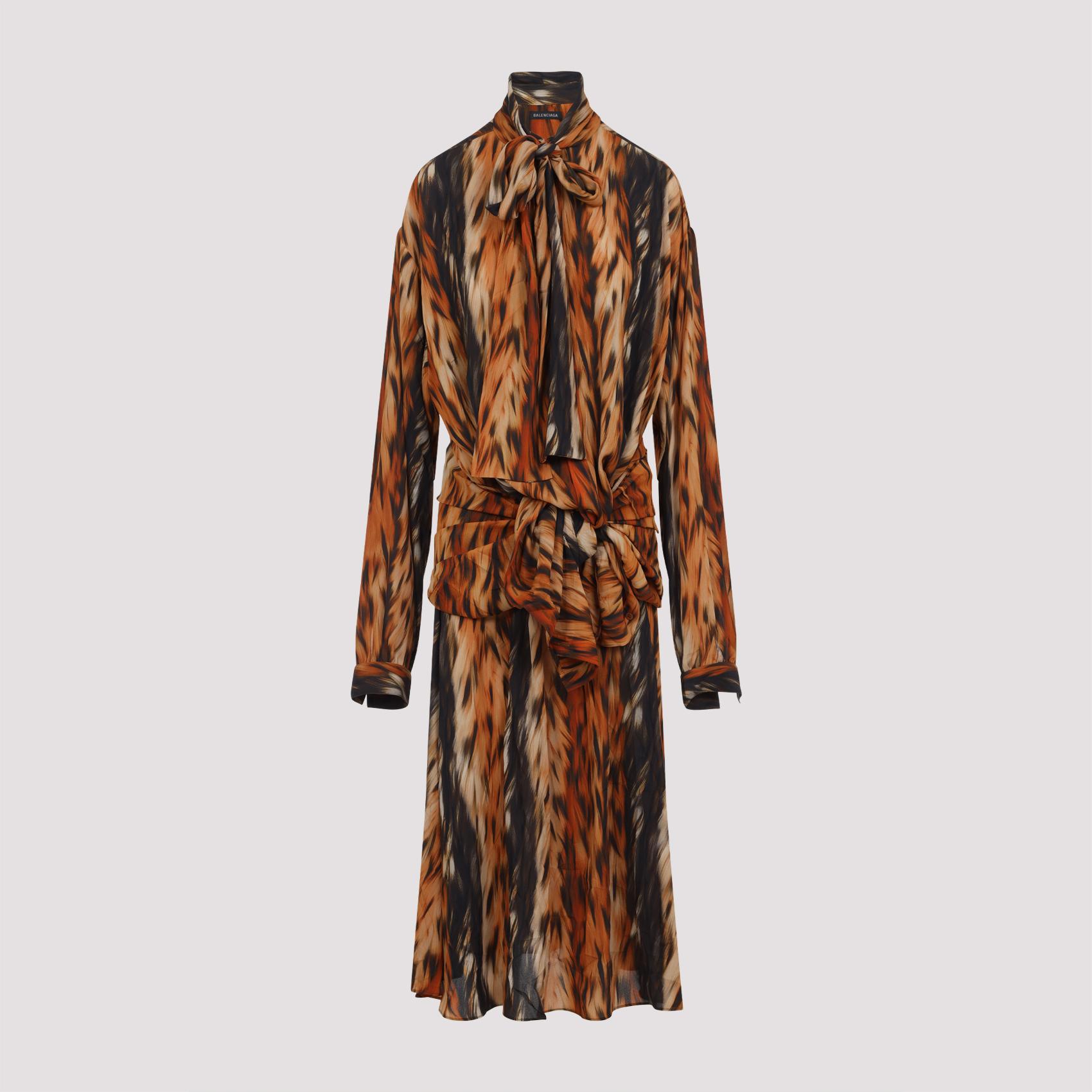 balenciaga knotted dress brown polyester - women