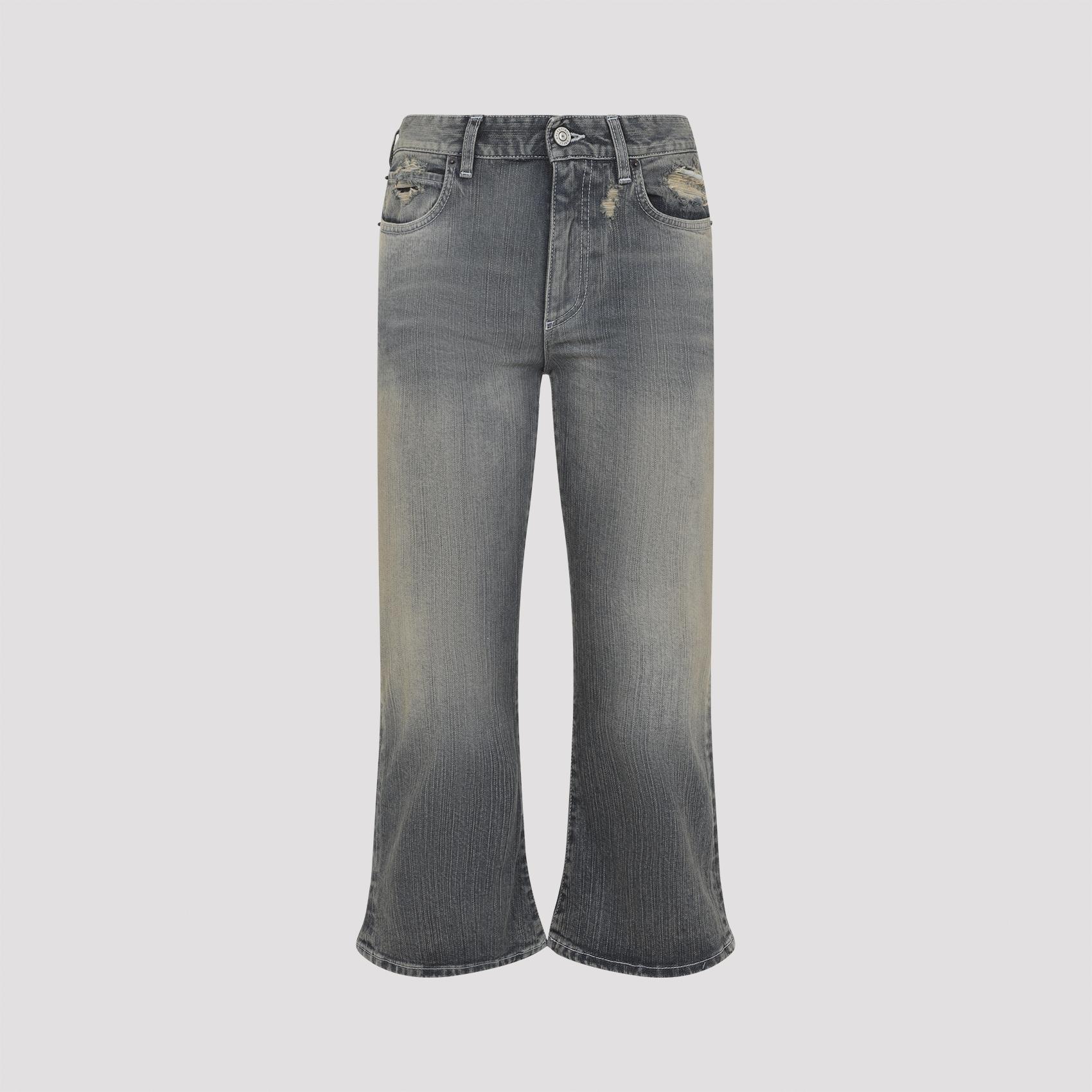 balenciaga laced flared capri jeans grey cotton polyamide pant - women