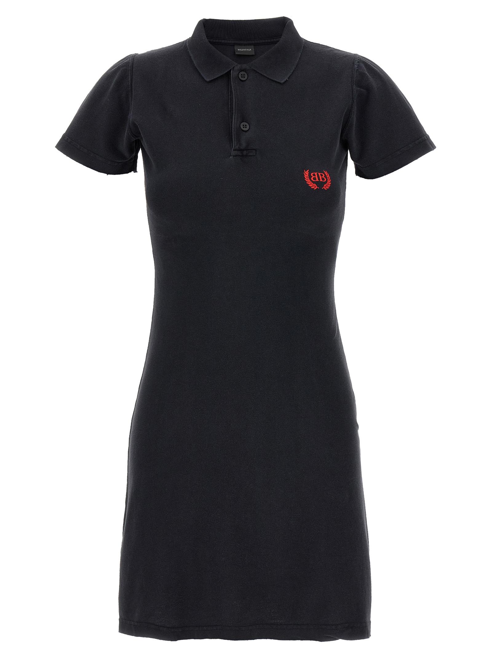 balenciaga laurel classic polo dress black cotton - women