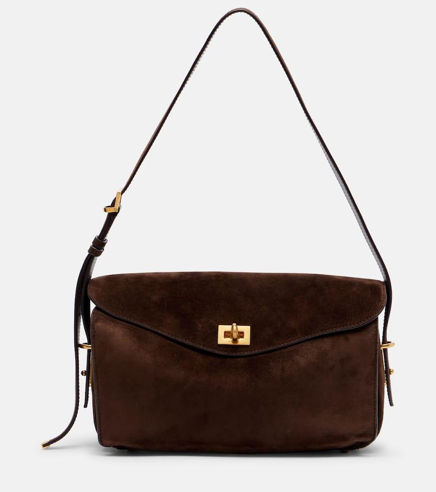 balenciaga le 7 suede shoulder bag