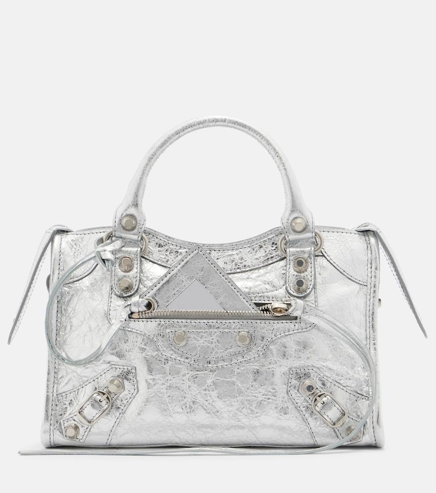 balenciaga le city small metallic leather tote bag