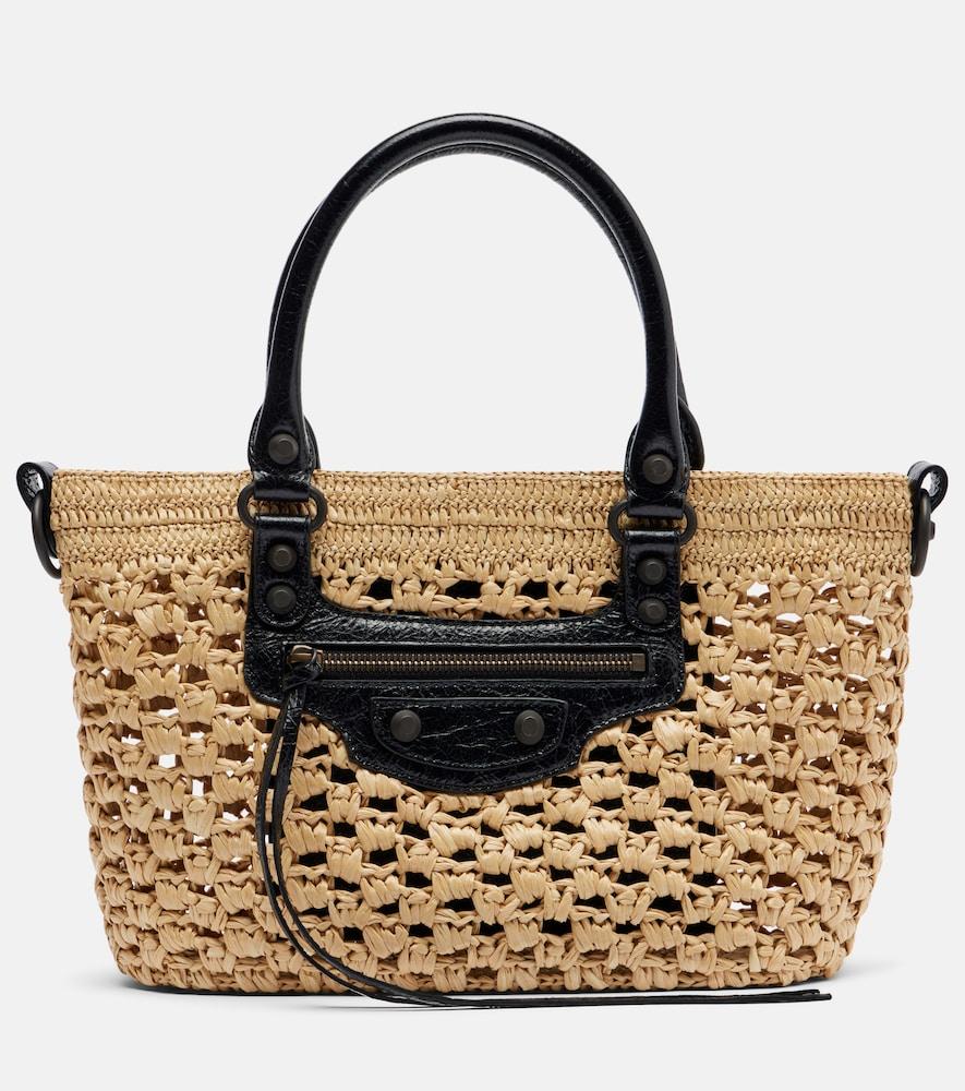 balenciaga le city small raffia basket bag