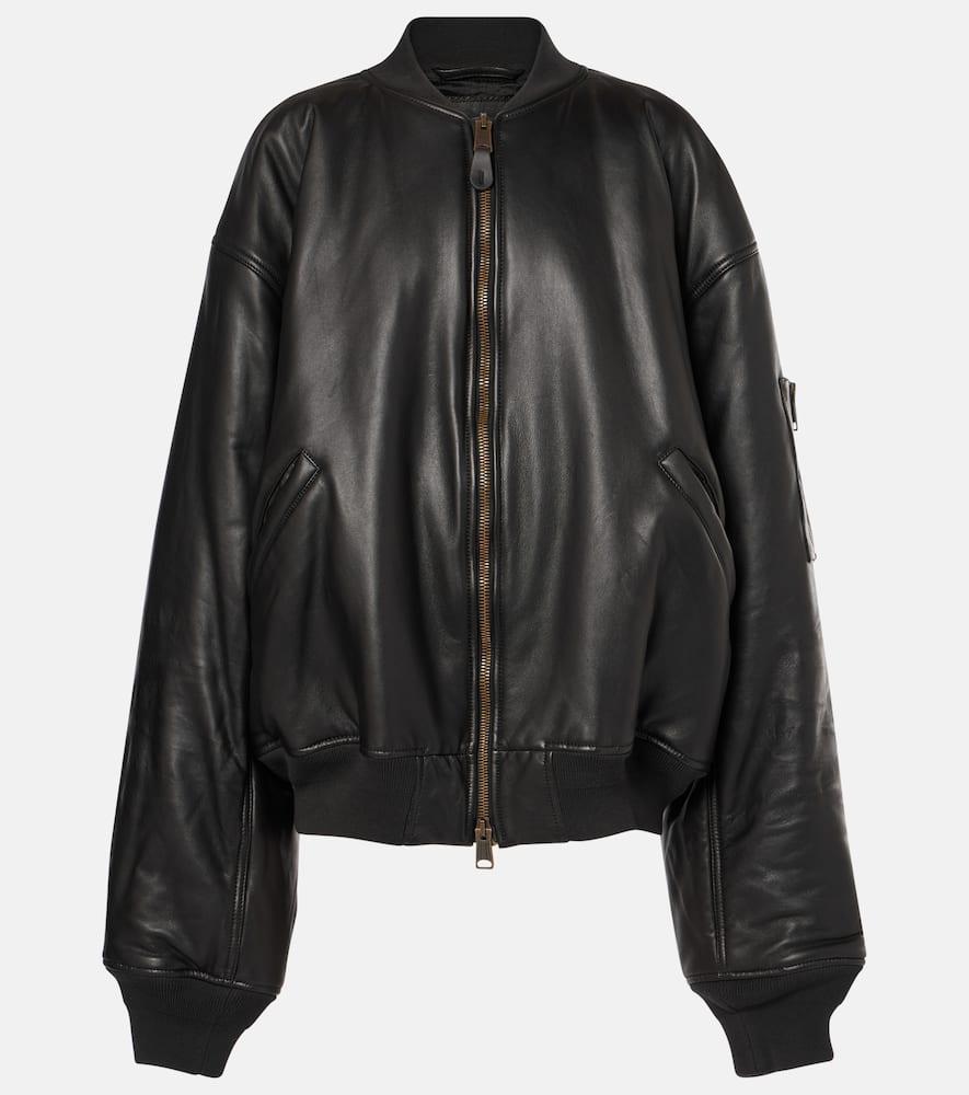 balenciaga leather bomber jacket