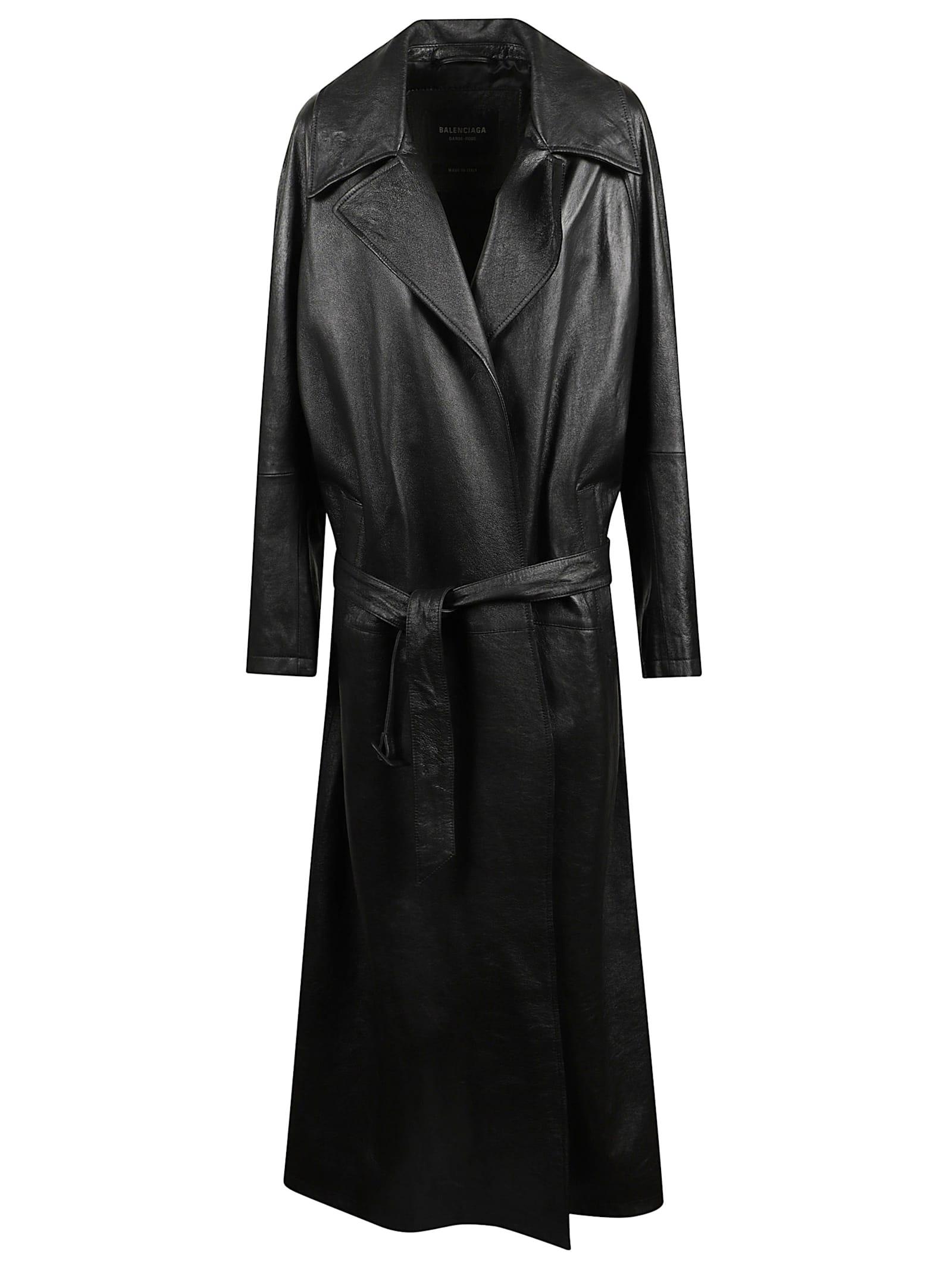 balenciaga leather trench coat