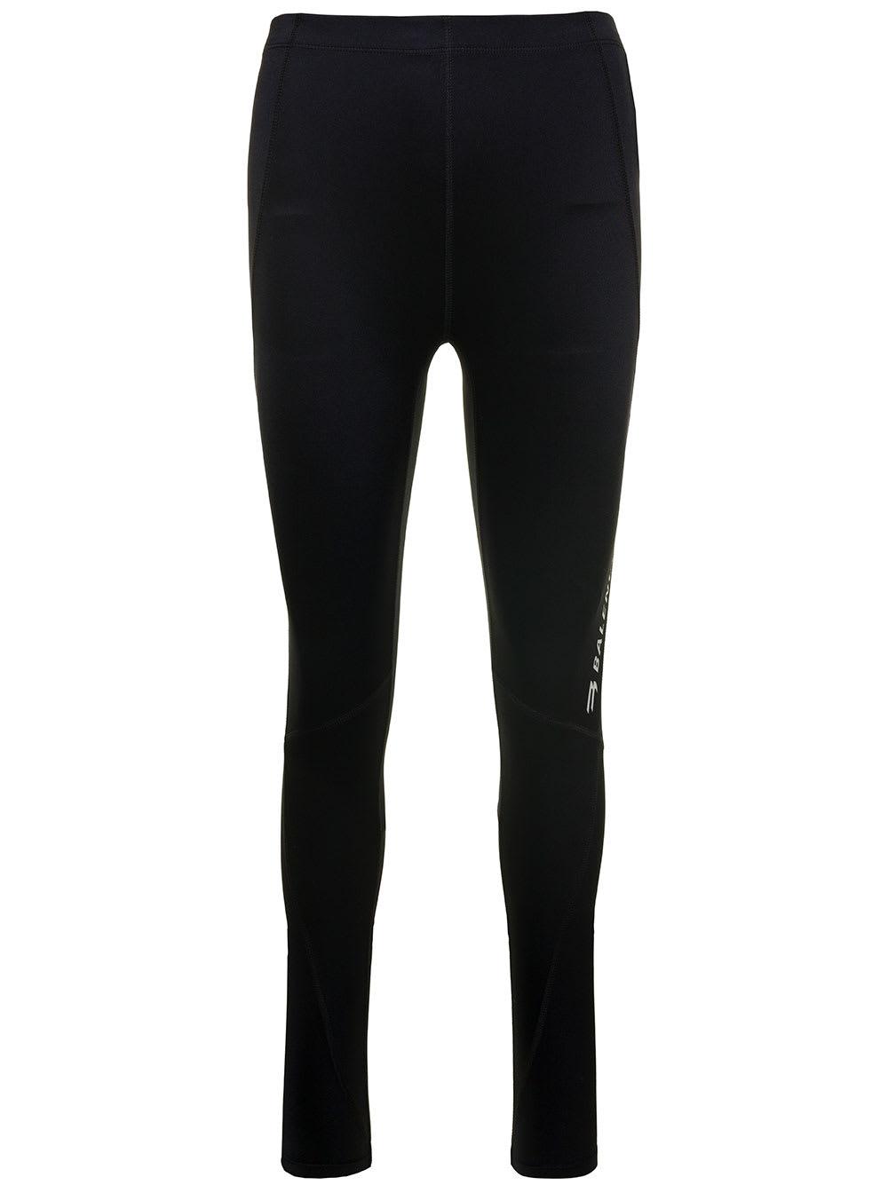 balenciaga leggings with side logo detail in stretch spandex