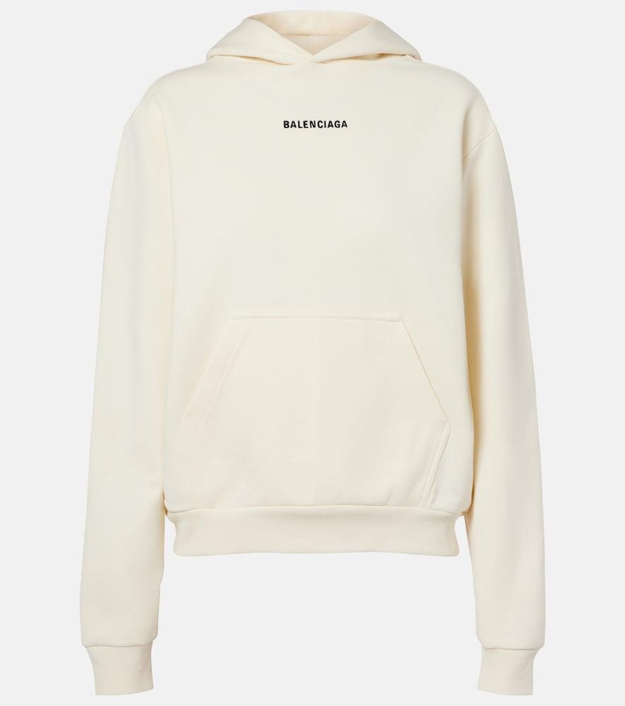 balenciaga logo cotton fleece hoodie