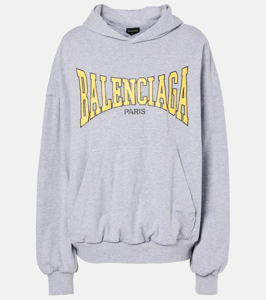 balenciaga logo cotton jersey hoodie