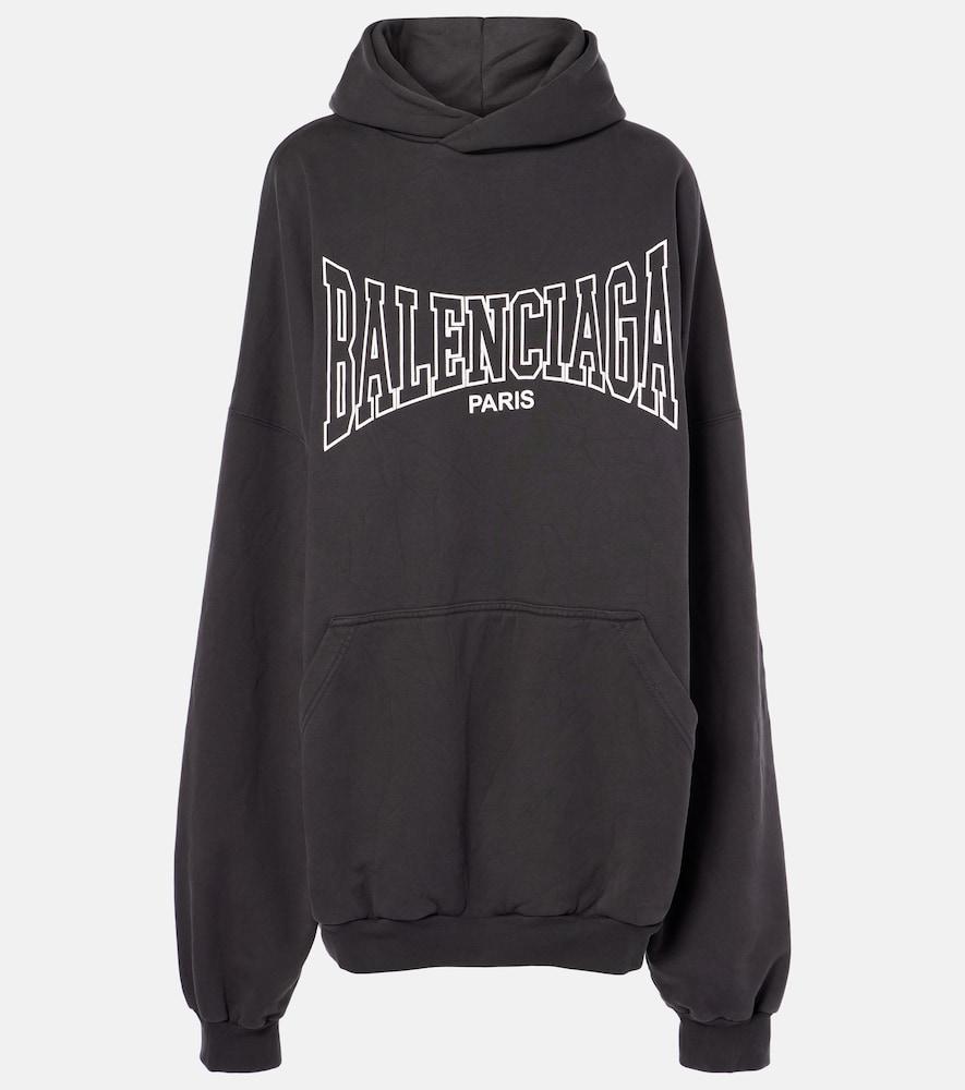 balenciaga logo cotton jersey hoodie