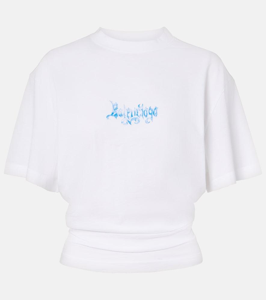 balenciaga logo cotton jersey top