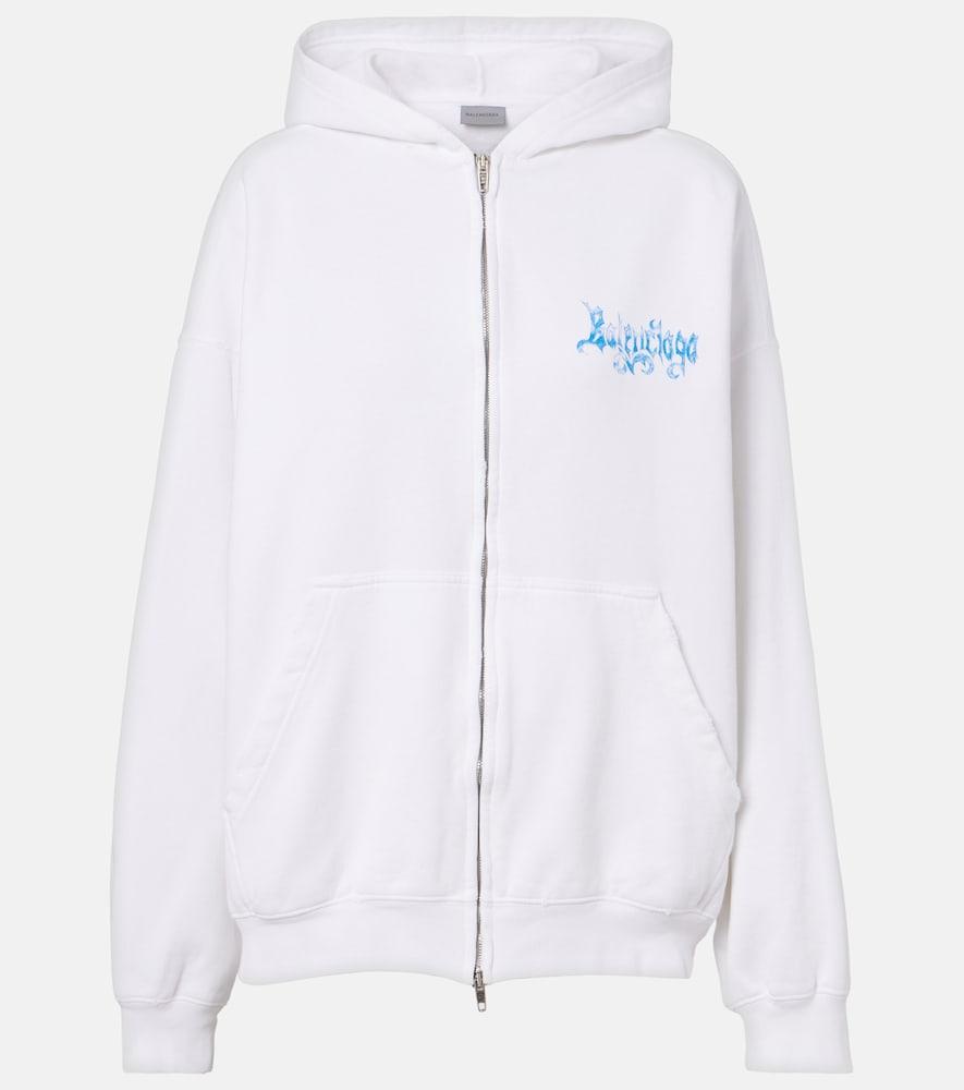 balenciaga logo cotton jersey zip