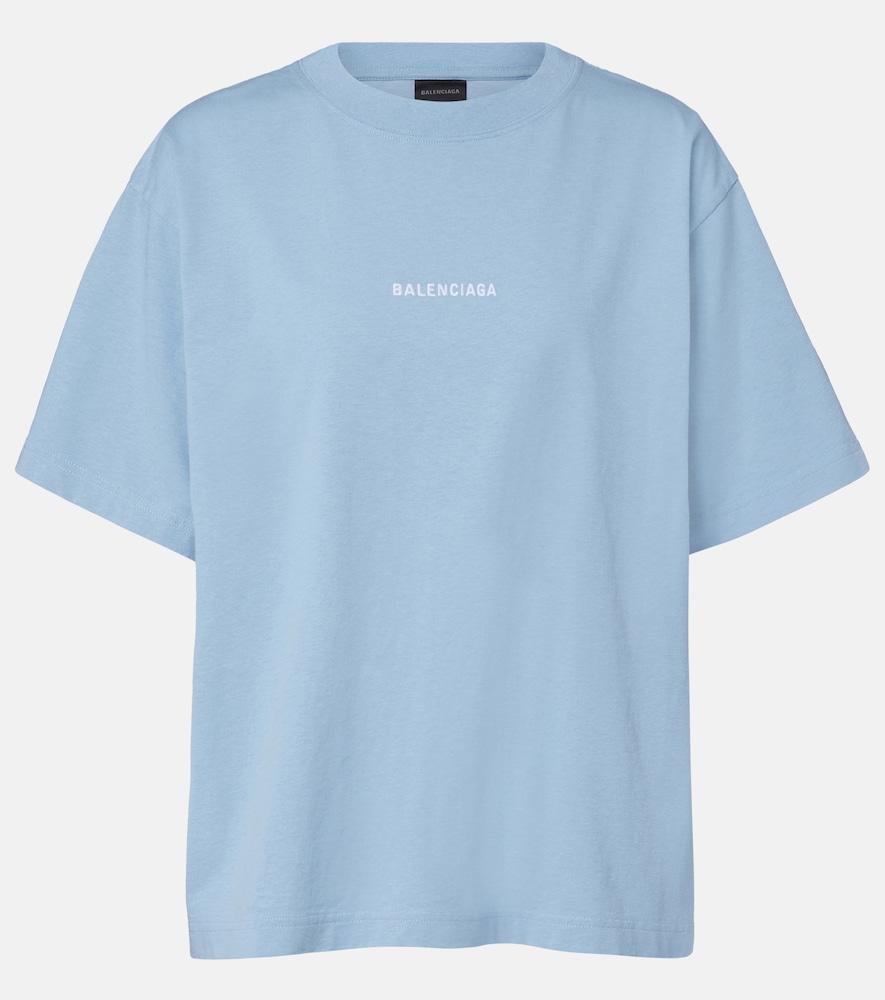 balenciaga logo embroidered cotton jersey t