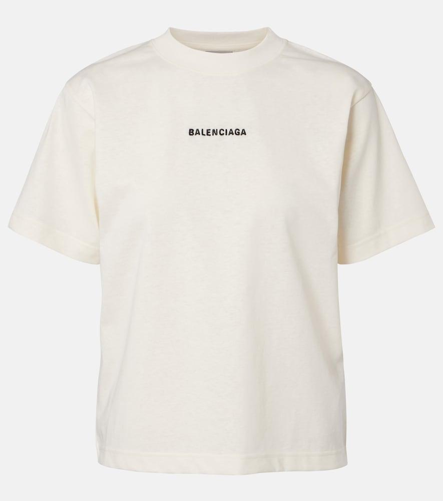 balenciaga logo embroidered cotton jersey t