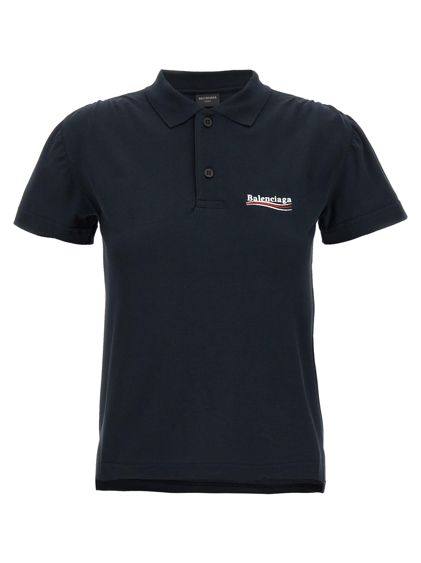 balenciaga logo embroidery polo shirt