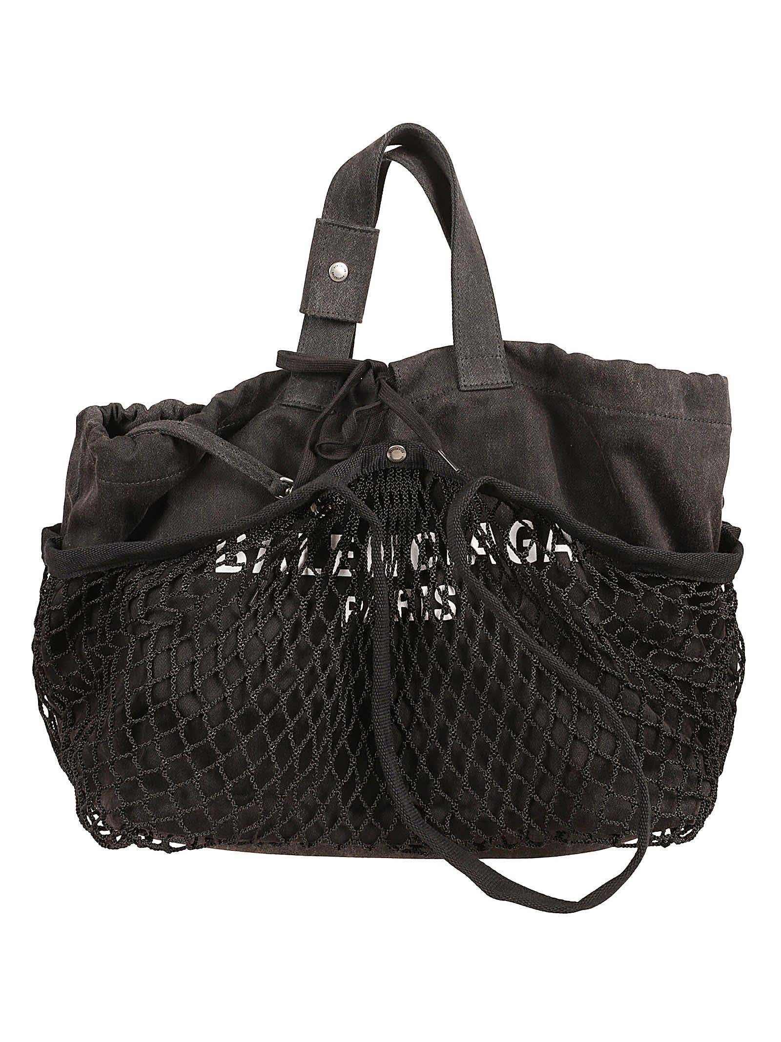 balenciaga logo mesh tote