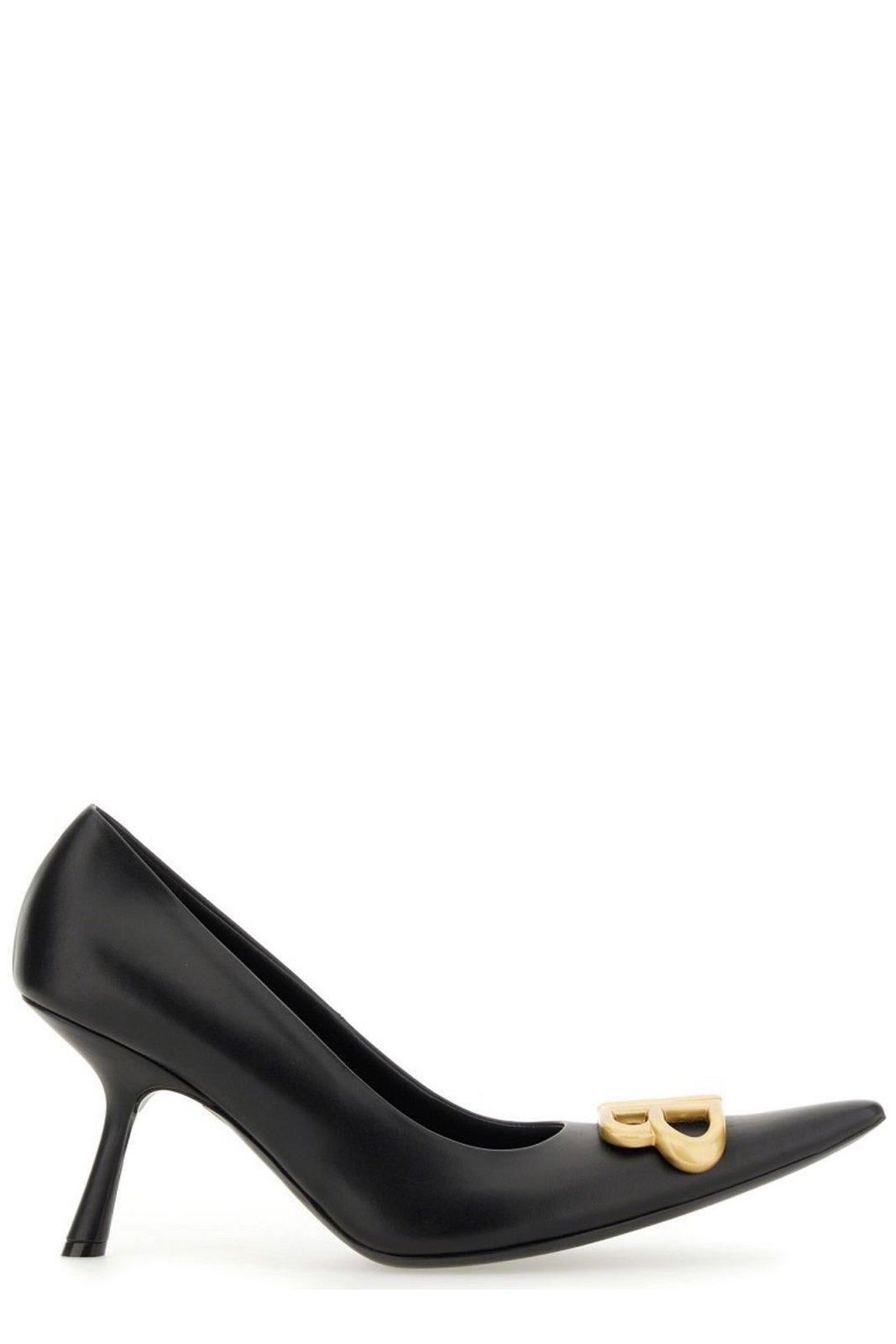 balenciaga logo plaque pointed-toe heels