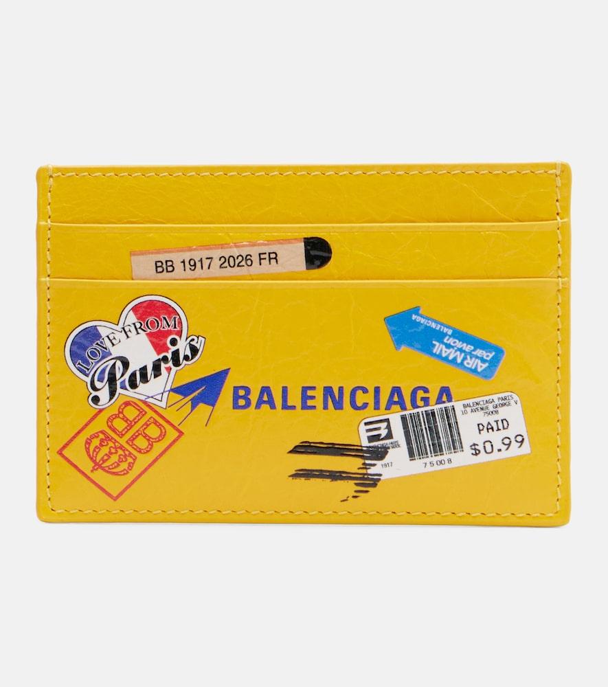 balenciaga logo printed leather card holder