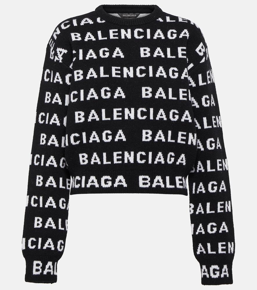 balenciaga logo wool sweater