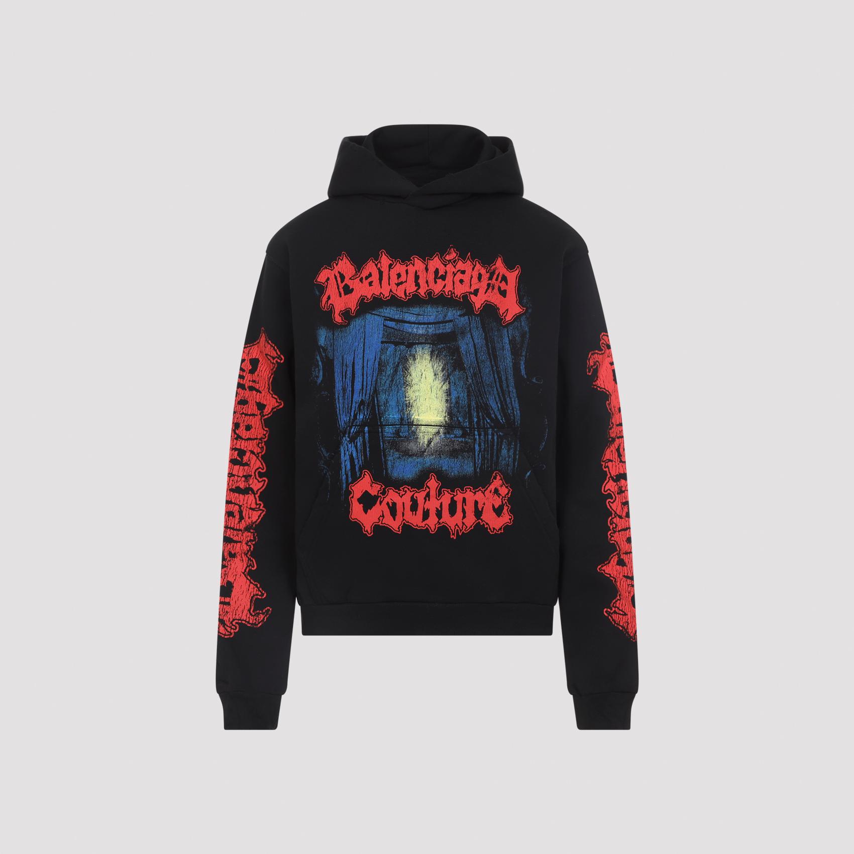 balenciaga medium fit hoodie black cotton sweatshirt - women