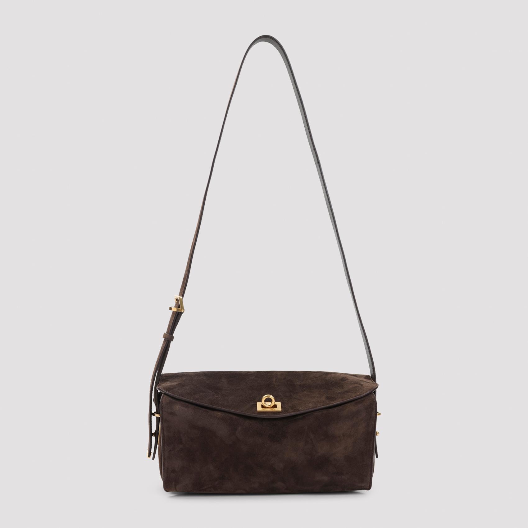 balenciaga medium le 7 shoulder bag brown suede leather calf - women