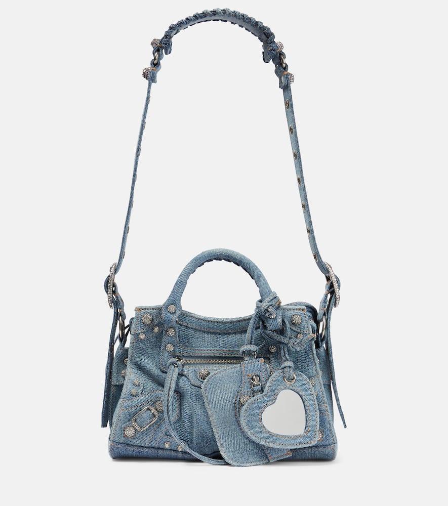 balenciaga neo cagole xs denim shoulder bag