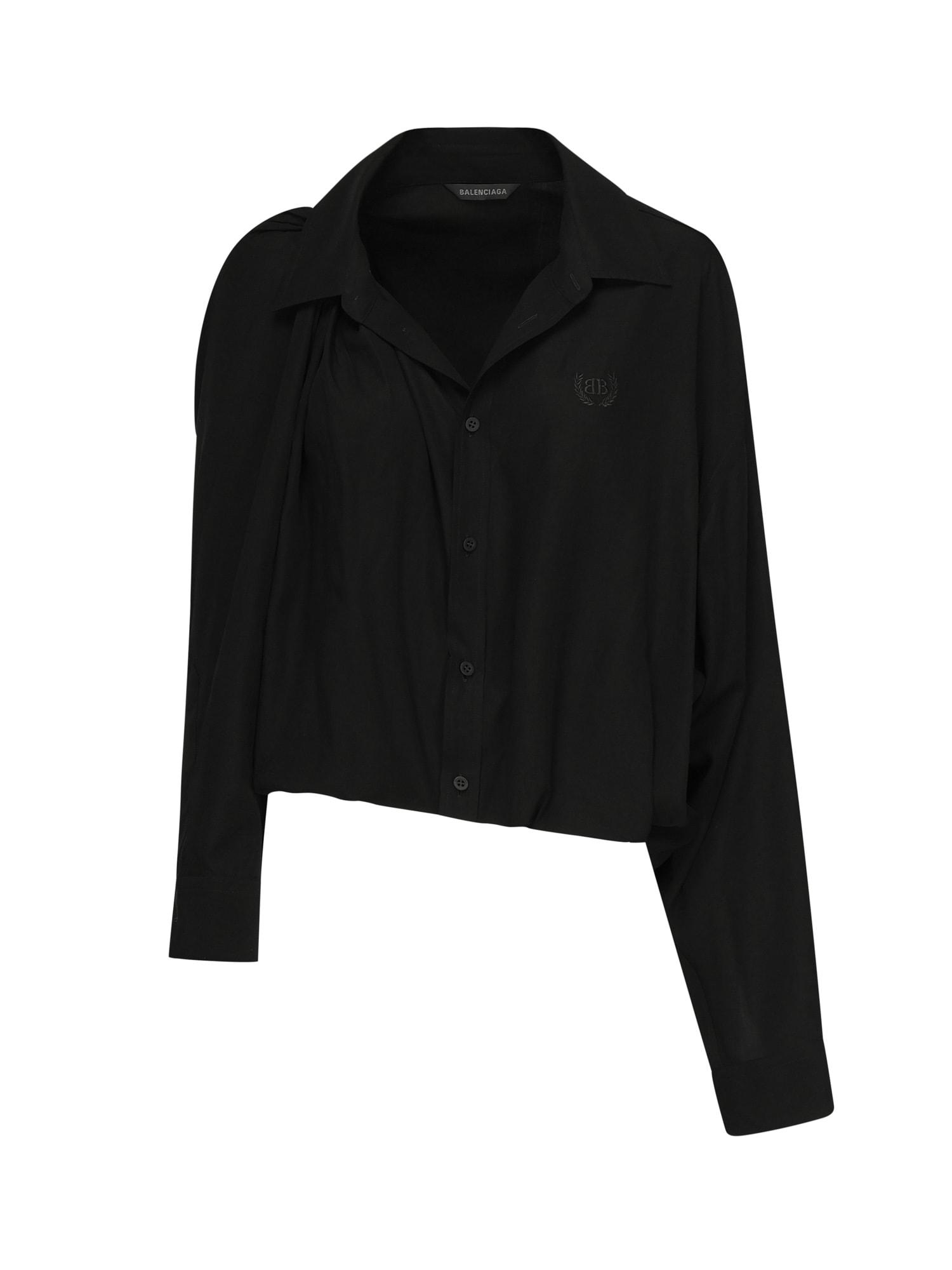 balenciaga one-shoulder poplin shirt