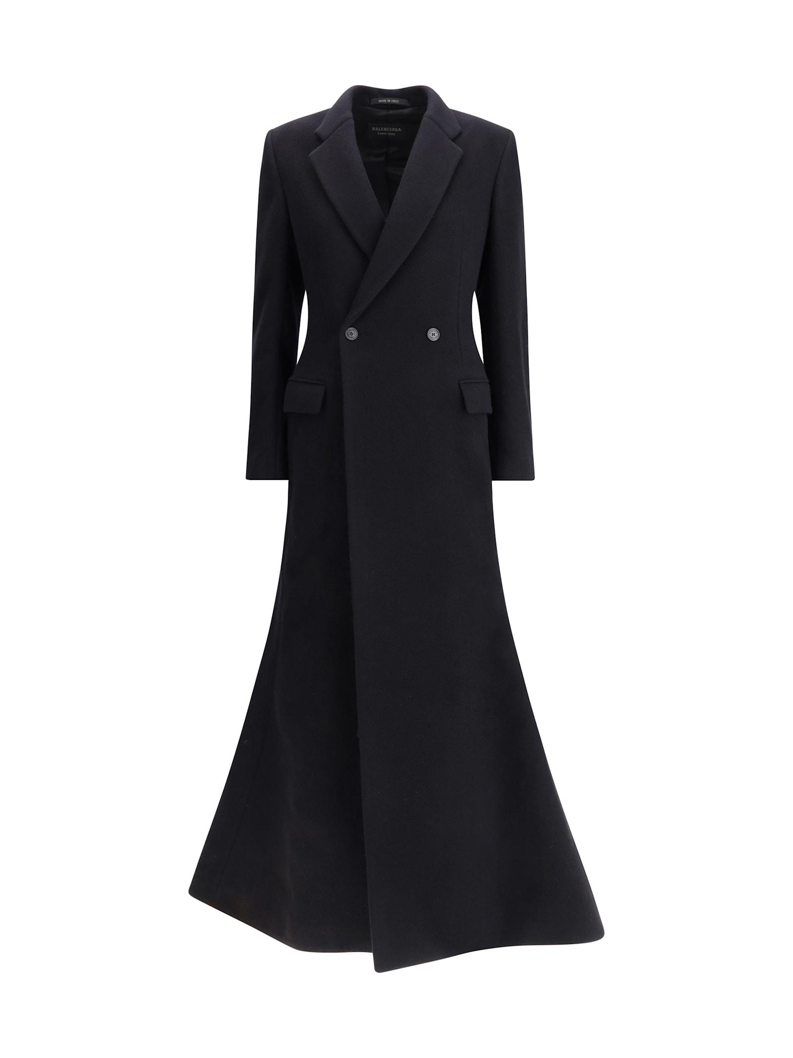 balenciaga oversized godet double-breasted coat