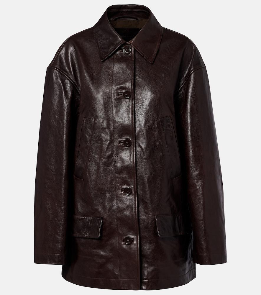 balenciaga oversized leather car coat