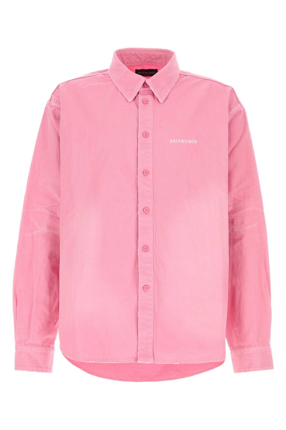 balenciaga pink denim oversize shirt
