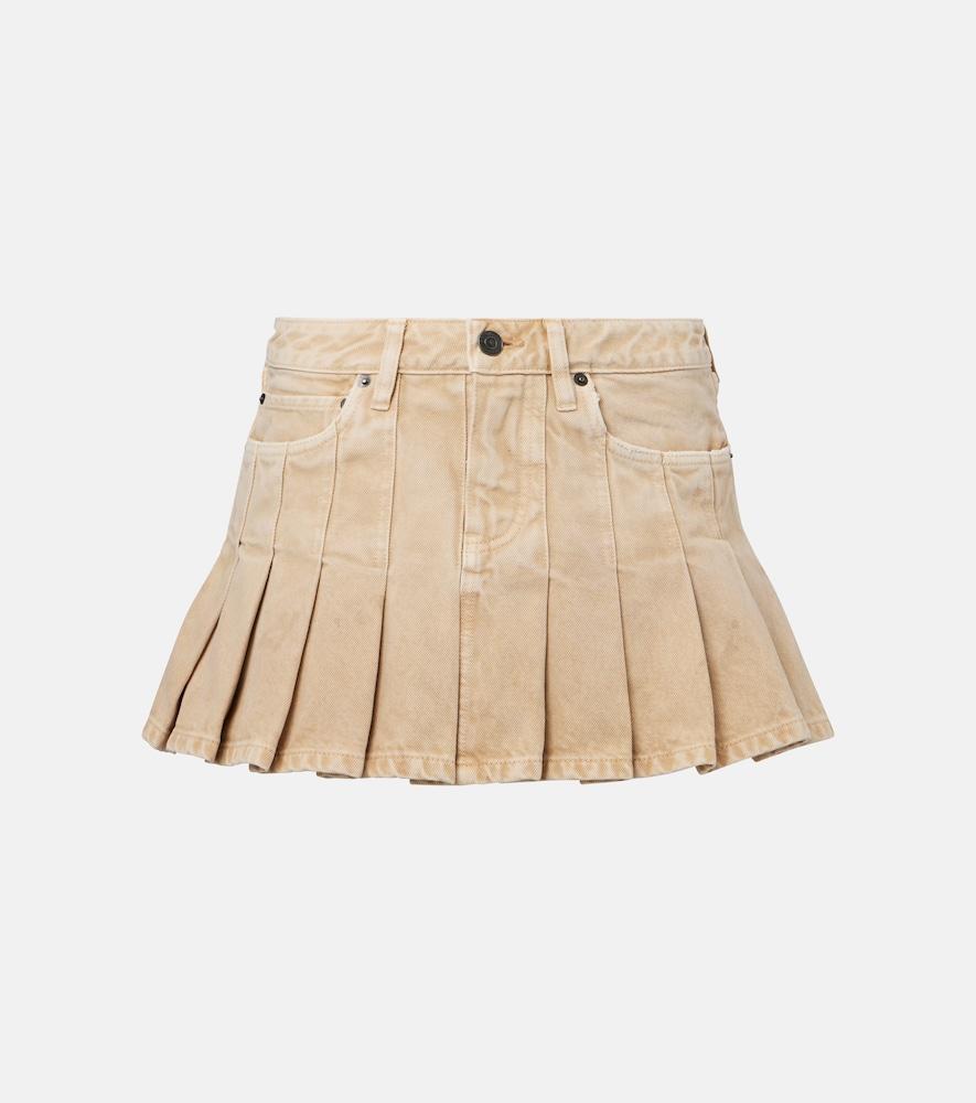 balenciaga pleated denim miniskirt