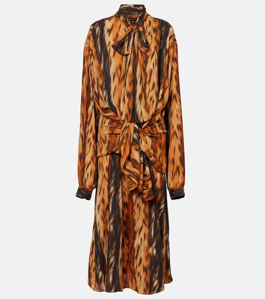 balenciaga printed crêpe midi dress